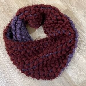 Infinity Scarf Large Knit Soft Purple and Maroon.